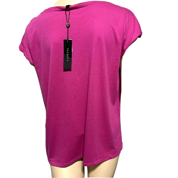 Talbots Pink Top Button Shoulder Tee Short Sleeve Women’s Size 1XP 1X Petite NWT - Picture 8 of 8